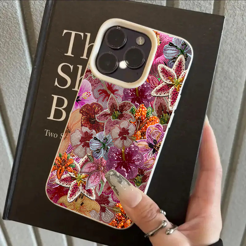 Phone Cases Expensive - 豪華なビーズフラワーライチテクスチャのiPhoneケース iPhone 17 16 15 14