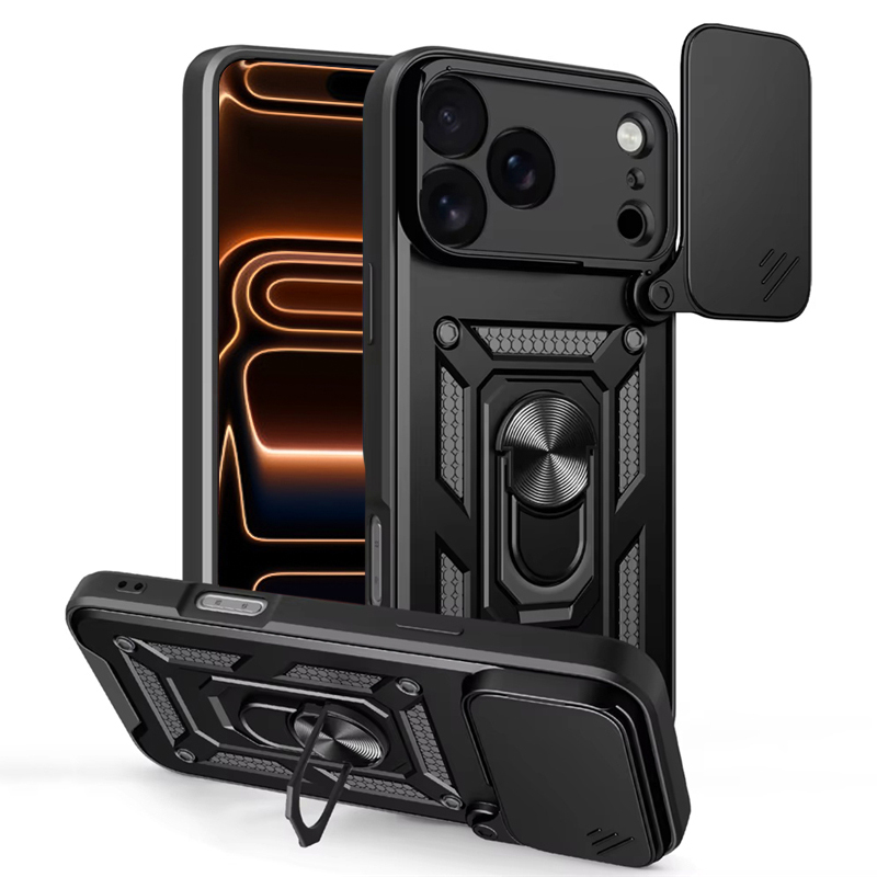 Military Grade Case - 軍用グレードのスライドカメラアーマー磁気対応スマホケース iPhone 18 17 13 15