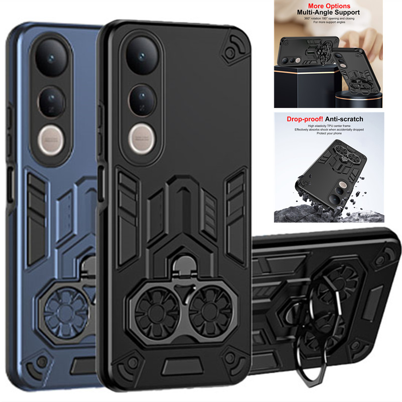 Military Grade Case - Vivo V50 Lite 5G V50e 用ケース保護カバーミリタリーグレード耐衝撃アーマーメタルリングキックスタンド