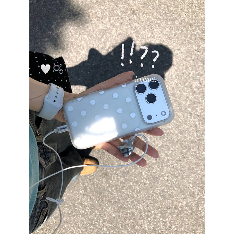 Phone Cases Polka Dot - シンプルなエンジェルホワイトポルカドットクリアフロスト加工iPhoneケース iPhone 17 16 15 14