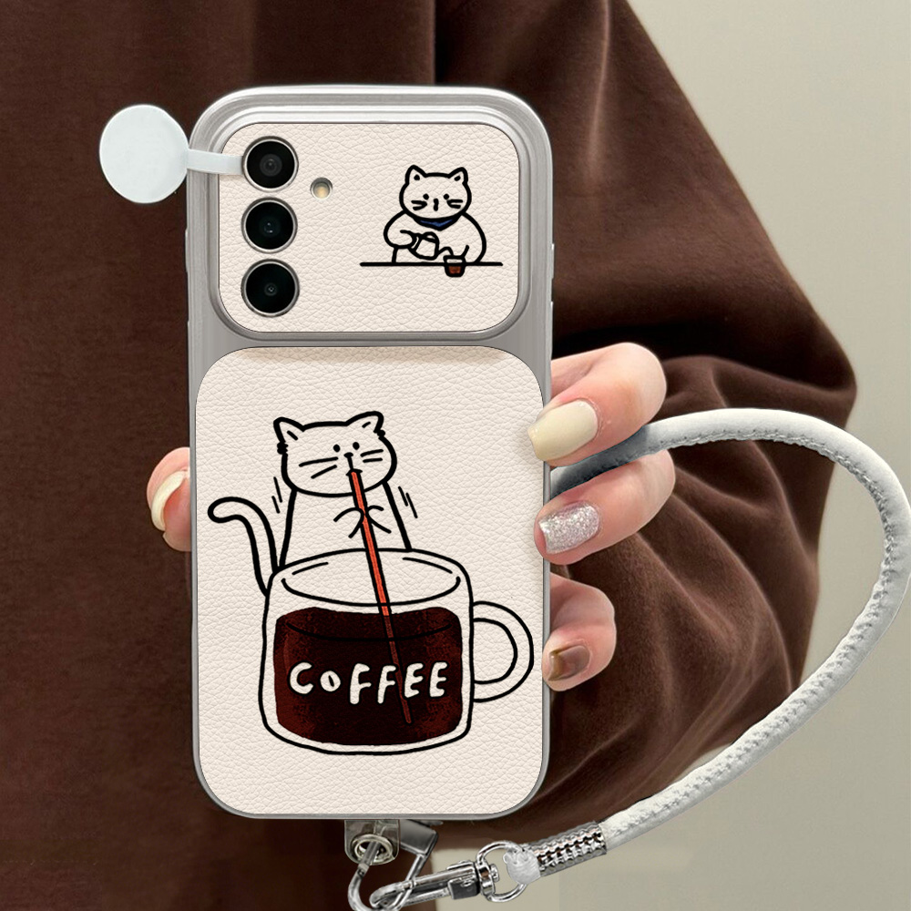 Phone Cases Samsung S24 - コーヒーと可愛い猫柄のスマホケース Samsung S26 S25 S24 S23