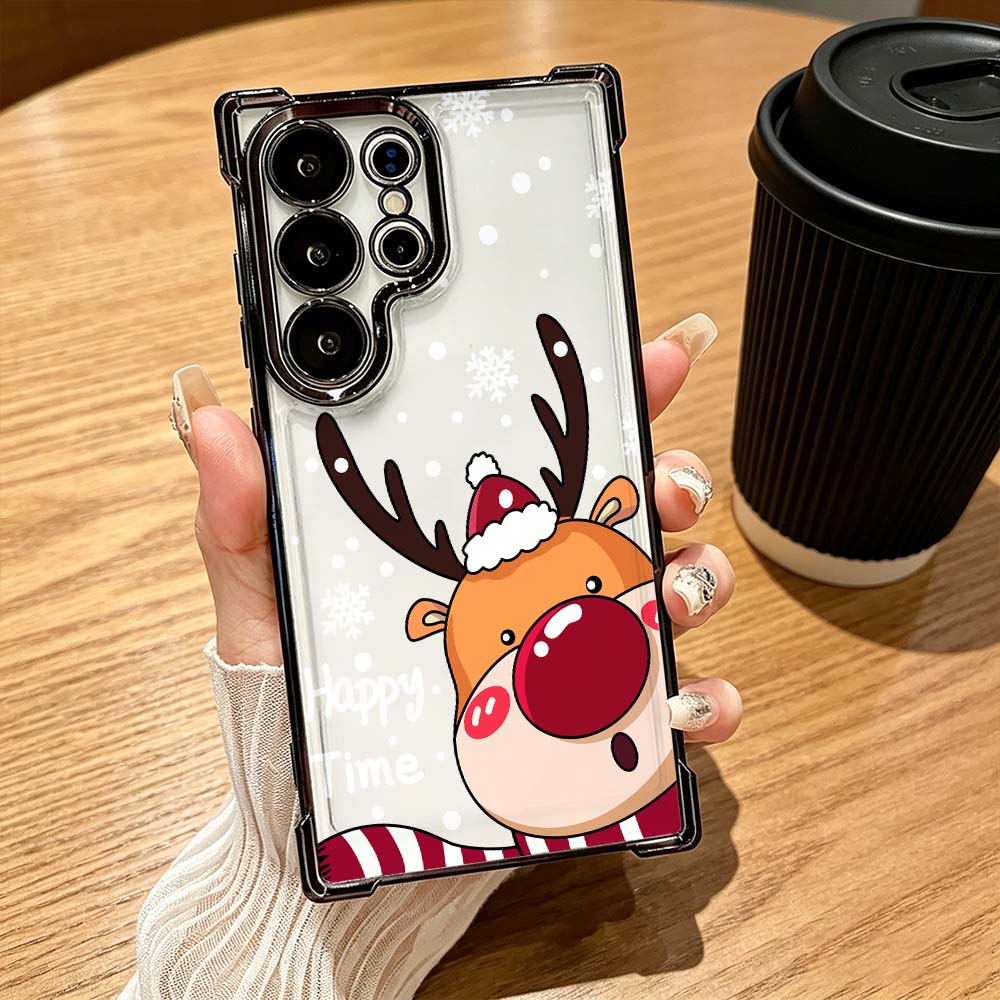 Phone Cases Red Deer - 漫画の赤鼻の鹿柄落下防止ケース Samsung Galaxy S26 S25 S24