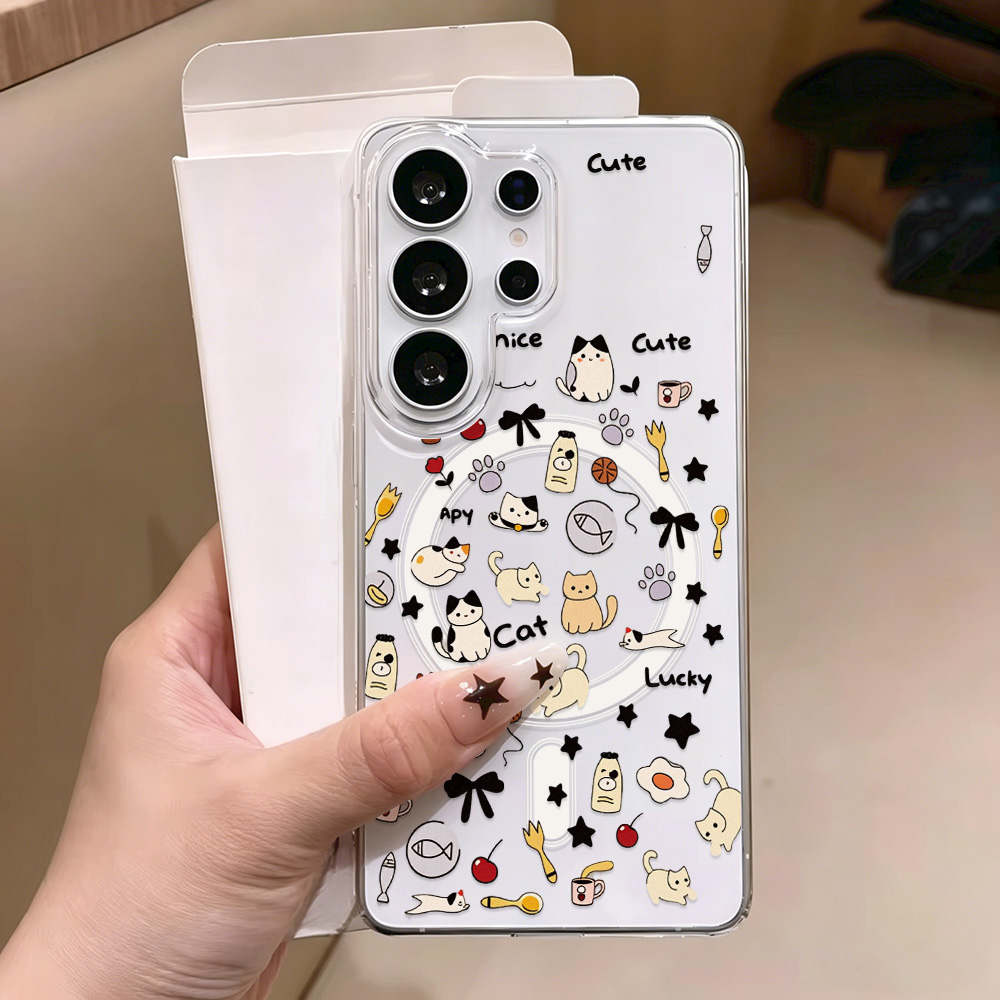 Phone Cases Magsafe - 可愛い猫柄マグネット式スマホケース Samsung S26 Ultra S25 S24