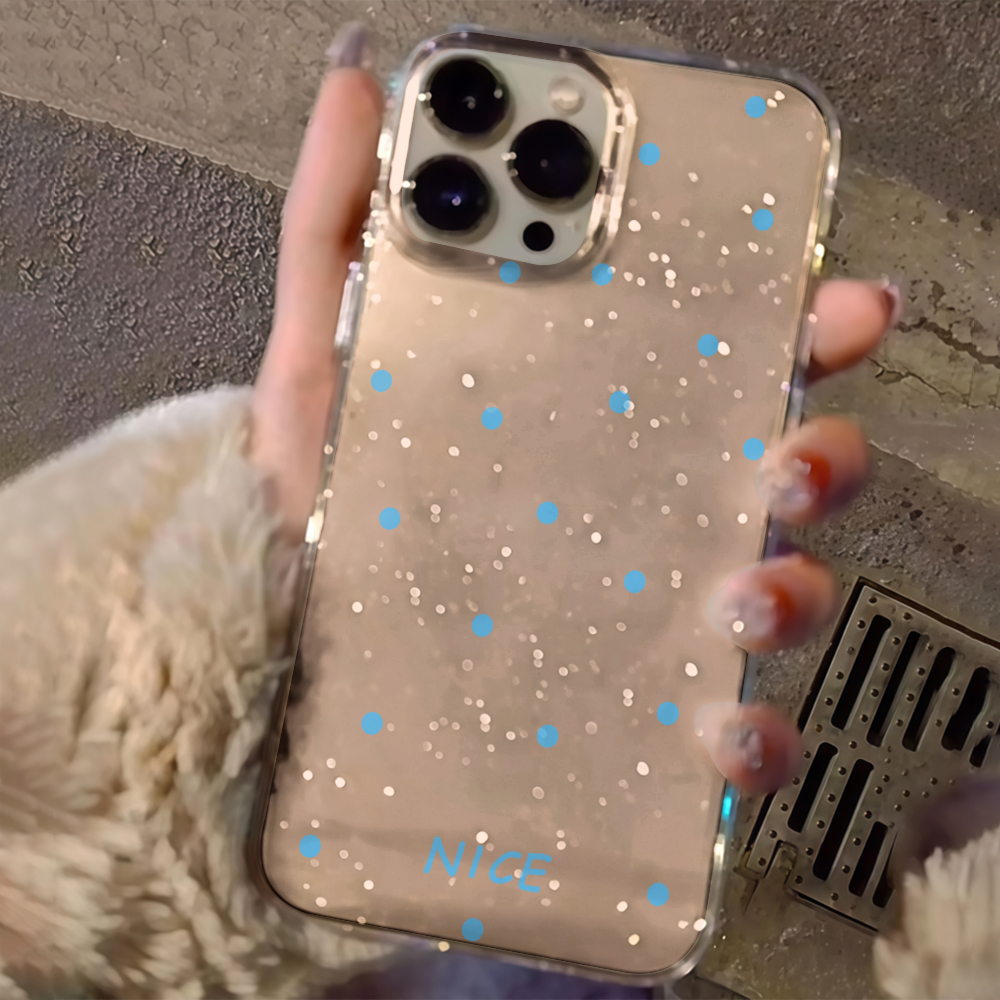 Phone Cases Polka Dot - 高級感のあるシンプルな水玉模様クリアグリッターフォンケース iPhone 17 15 13 16