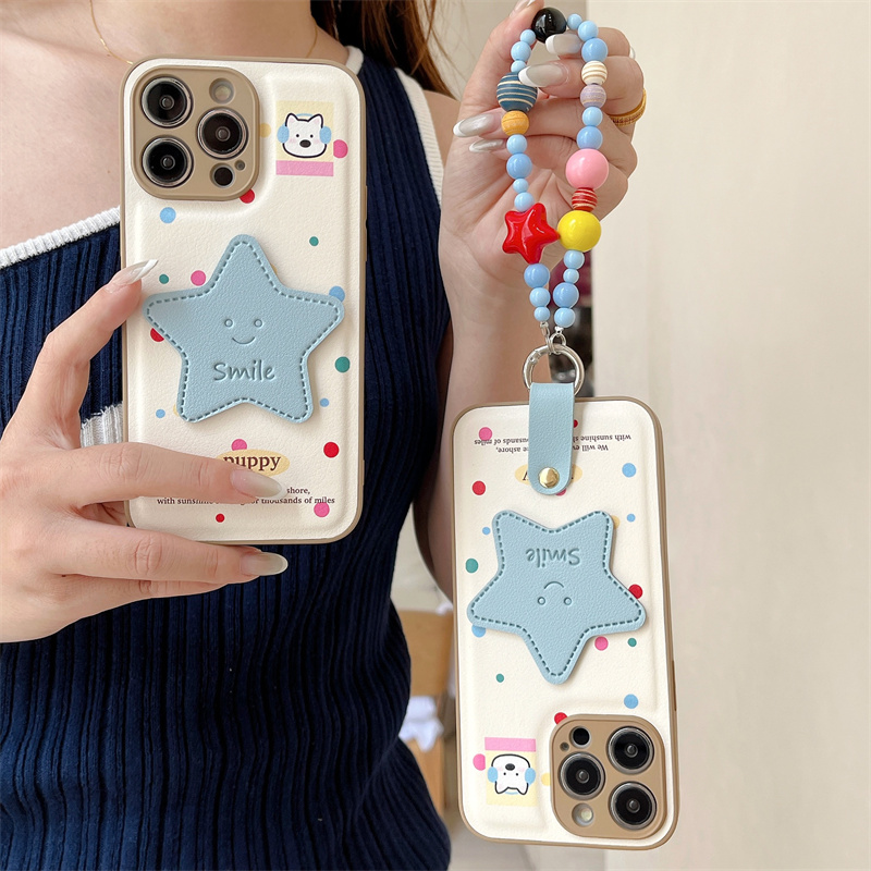Phone Cases With Loop - カラーポルカドットキュートスターフォンケース iPhone 16 Pro 15 14