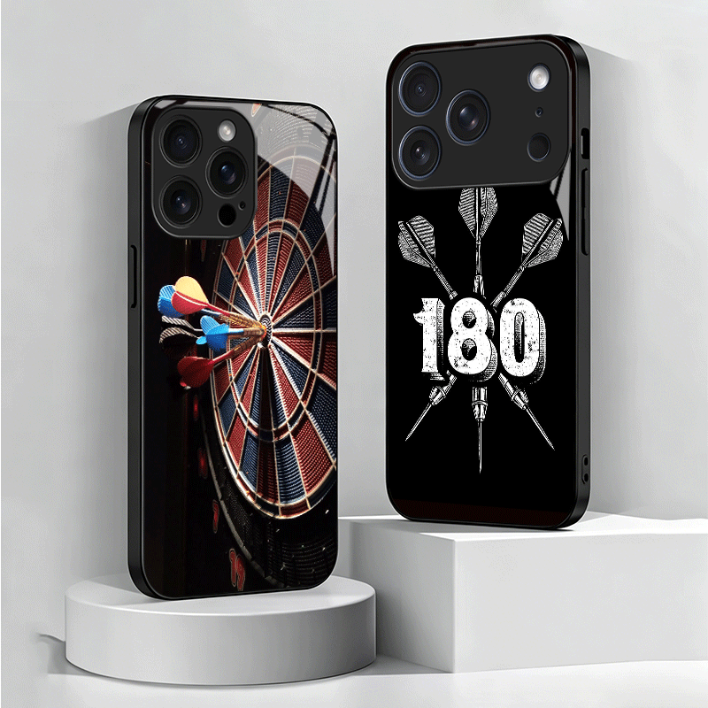 Phone Cases Target - ダーツ柄の美しいワイヤーターゲット強化ガラス製iPhoneケース（耐衝撃）iPhone 13、14、15、16、17 Pro Max、17E、16E、12、11、XS、7 Plus、Air対応