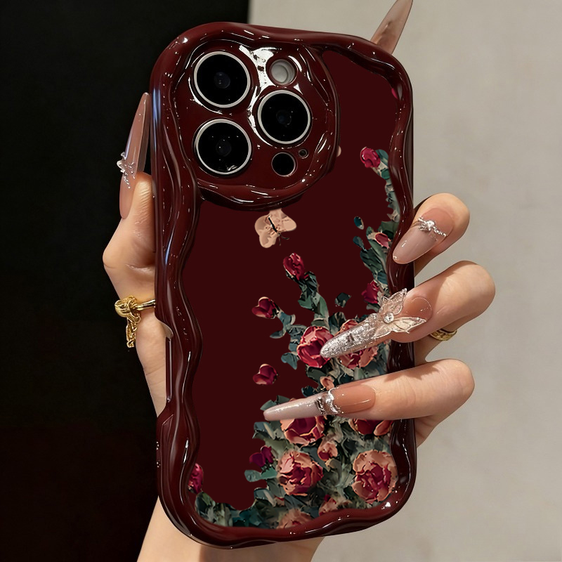 Phone Cases Expensive - レトロな油絵風花柄スマホケース iPhone 17 16 14 Pro