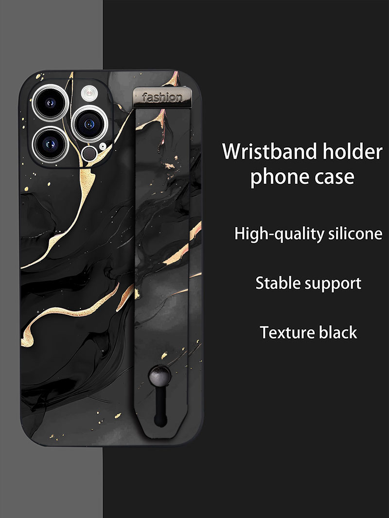 Phone Cases With Loop - 高級液体シリコン大理石柄リストストラップ付きスマホケース Samsung Galaxy S25 S24 Ultra