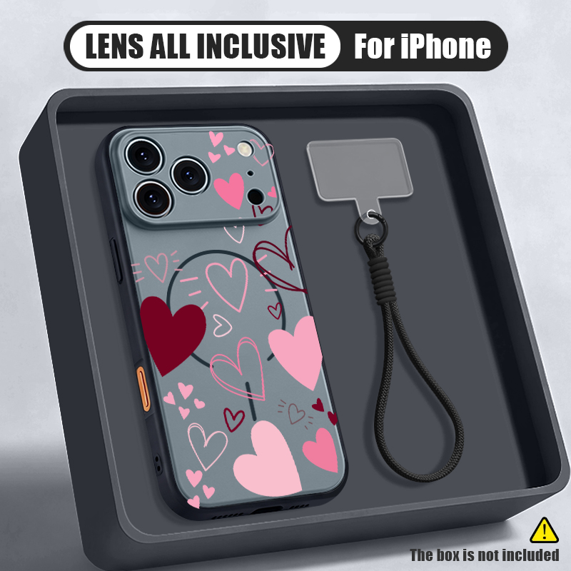 Phone Cases With Loop - 愛のハート柄マグネット式iPhoneケース iPhone 17 16 Pro 15