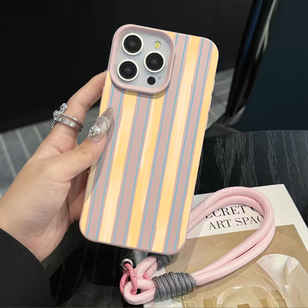 コントラストストライプハンドリストストラップ付きレザー製iP - Phone Cases With Loop のレビューと価格