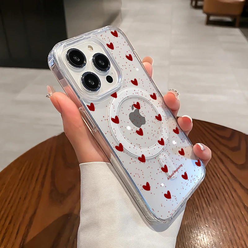 INSレッドラブハートセクシー透明シリコンケース iPhon - Phone Cases Magsafe のレビューと価格