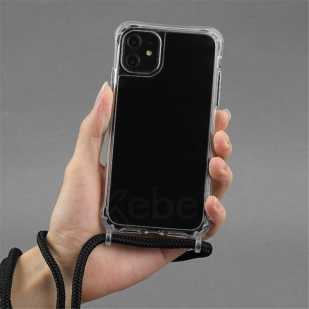 クロスボディネックレスコードストラップ透明ハード電話ケース  - Phone Cases That Charge Your Phone のレビューと価格
