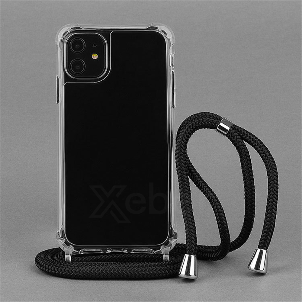 クロスボディネックレスコードストラップ透明ハード電話ケース  - Phone Cases That Charge Your Phone のレビューと価格
