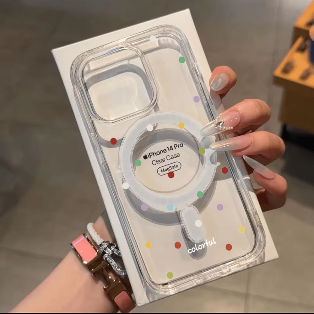 INS韓国クリエイティブカラーウェーブドット柄スマホケース  - Phone Cases Magsafe のレビューと価格