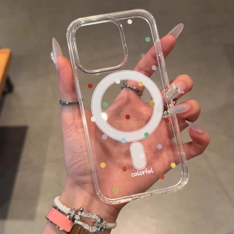 INS韓国クリエイティブカラーウェーブドット柄スマホケース  - Phone Cases Magsafe のレビューと価格
