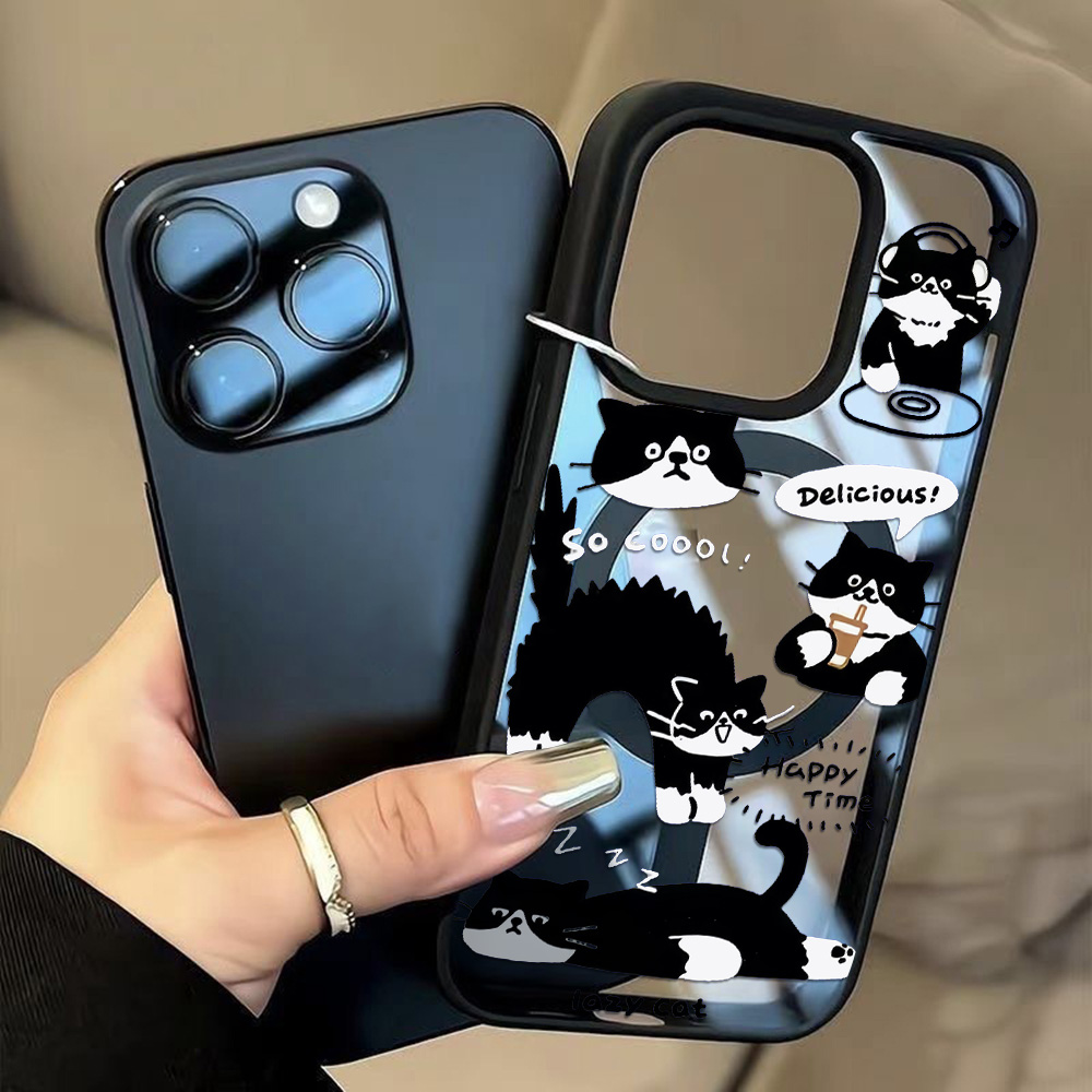 面白い黒猫ワイヤレス充電対応スマホケース iPhone 17 - Phone Cases Magsafe のレビューと価格