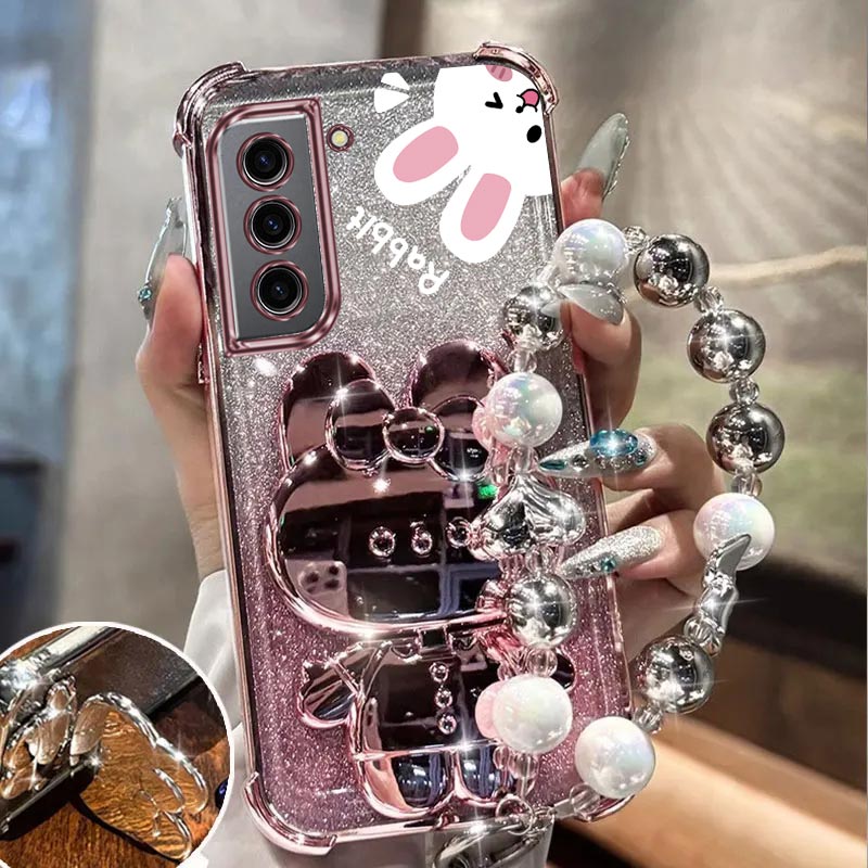 S 22 エアバッググリッターミラーウサギ電話ホルダーケース - Phone Cases Rimowa のレビューと価格