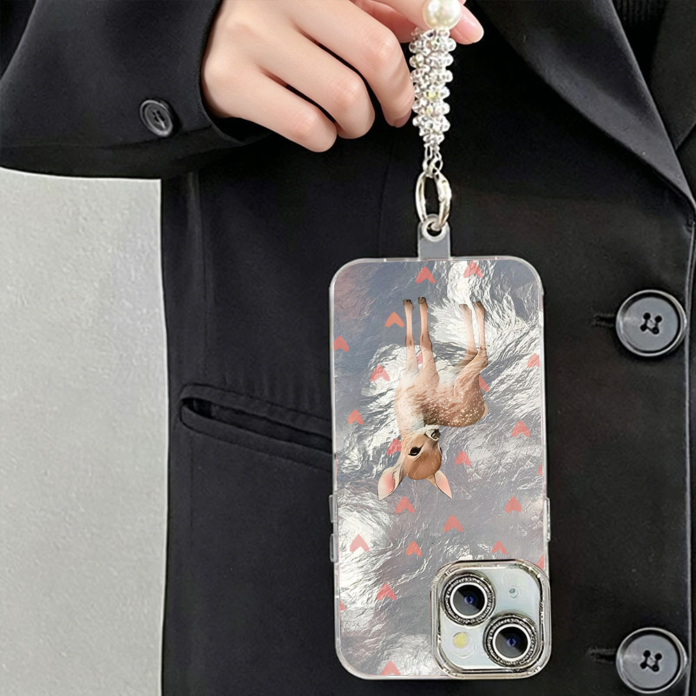 可愛い韓国風赤い愛の鹿柄スマホケース iPhone 17 1 - Phone Cases Red Deer のレビューと価格
