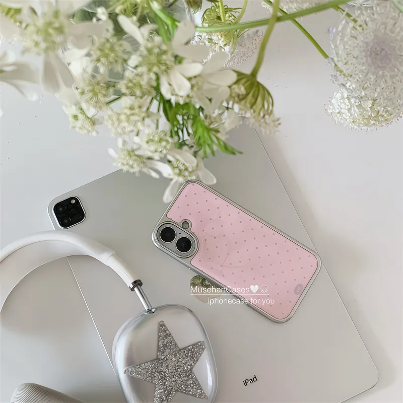 韓国風クリームピンクの水玉模様アートフォンケース iPhon - Phone Cases That Charge Your Phone のレビューと価格