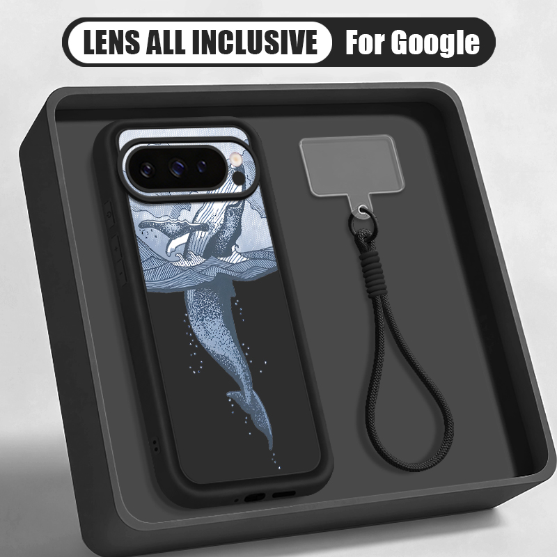 ザトウクジラ柄リストストラップ付きランヤードケース Goog - Phone Cases Google Pixel 9A のレビューと価格