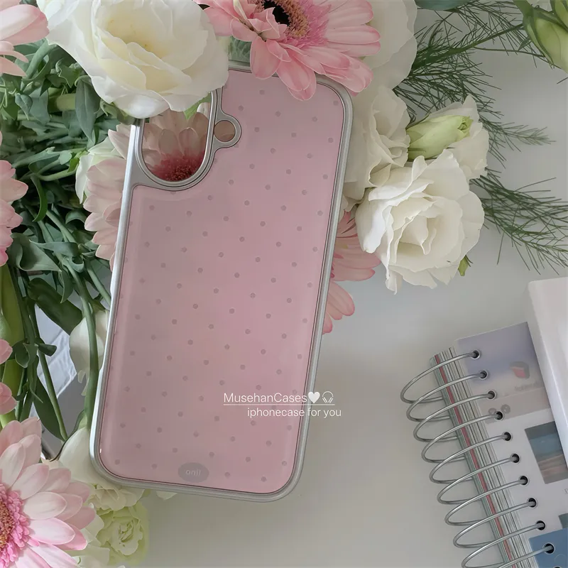 韓国風クリームピンク水玉アートファッション漫画クリエイティブ - Phone Cases Polka Dot のレビューと価格