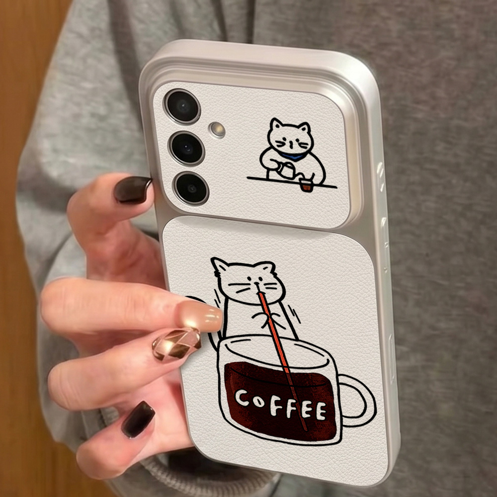 コーヒーと可愛い猫柄のスマホケース Samsung S26  - Phone Cases Samsung S24 のレビューと価格