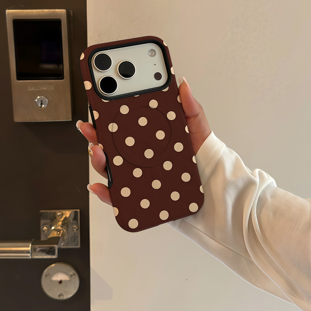 ブラウンベージュの水玉模様の磁気対応iPhoneケース（iP - Phone Cases Polka Dot のレビューと価格