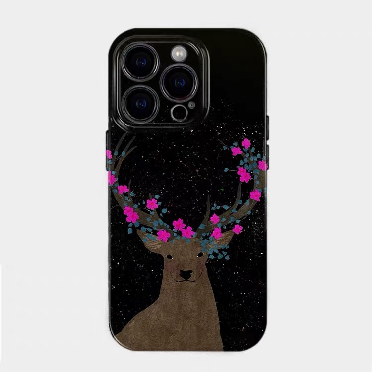 黒と赤のシカ鹿柄iPhoneケース IPHONE 17 Ai - Phone Cases Red Deer のレビューと価格