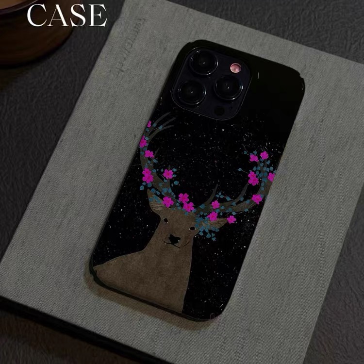 黒と赤のシカ鹿柄iPhoneケース IPHONE 17 Ai - Phone Cases Red Deer のレビューと価格