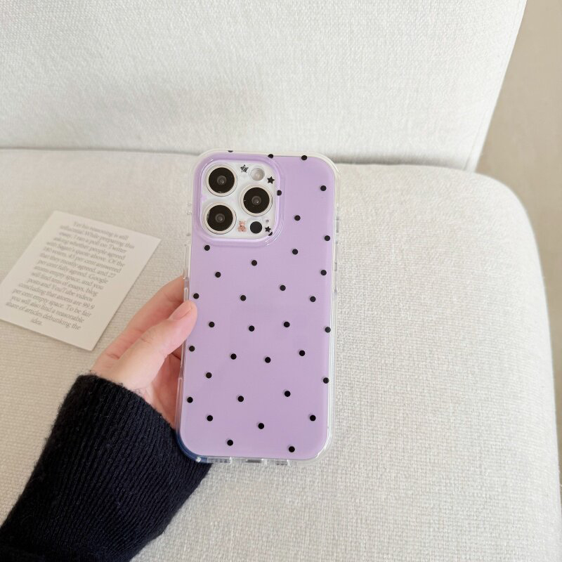 韓国の白と紫の水玉模様のiPhoneケース iPhone 1 - Phone Cases Polka Dot のレビューと価格