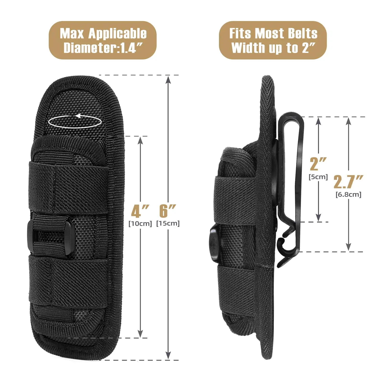 タクティカル懐中電灯カバー ナイロンケース 懐中電灯用ベルト - Military Grade Case のレビューと価格