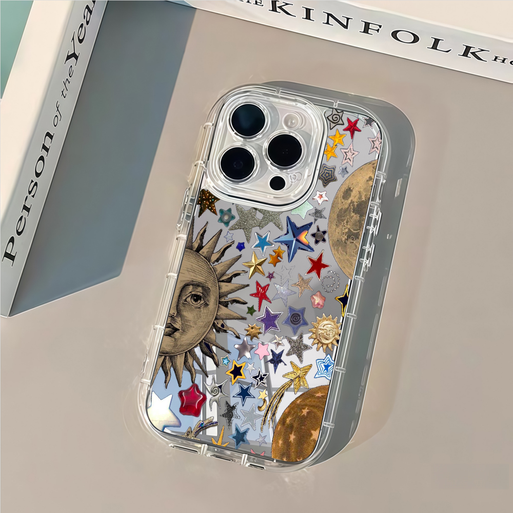 天体ゴールドグリッターミラー付きスマホケース iPhone  - Phone Cases Expensive のレビューと価格