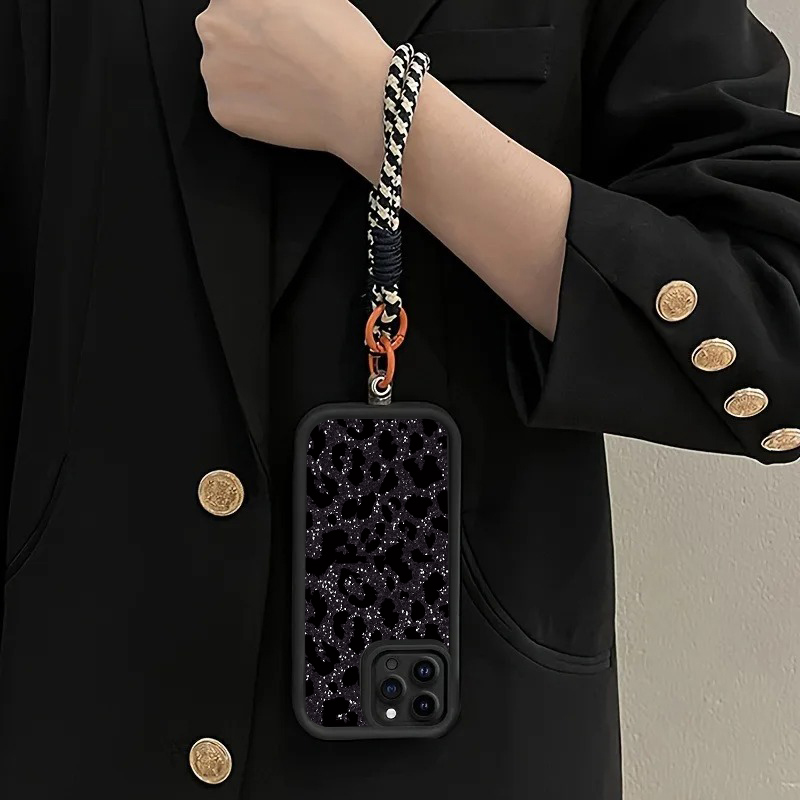 黒斑点ヒョウ柄ハングストラップ付きスマホケース Samsun - Phone Cases With Loop のレビューと価格