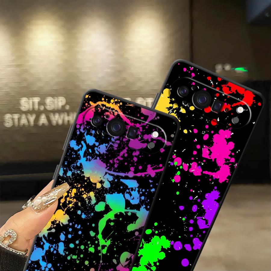 レインボーペイントスプラッターファンダ電話カバーケース Go - Phone Cases Google Pixel 9A のレビューと価格