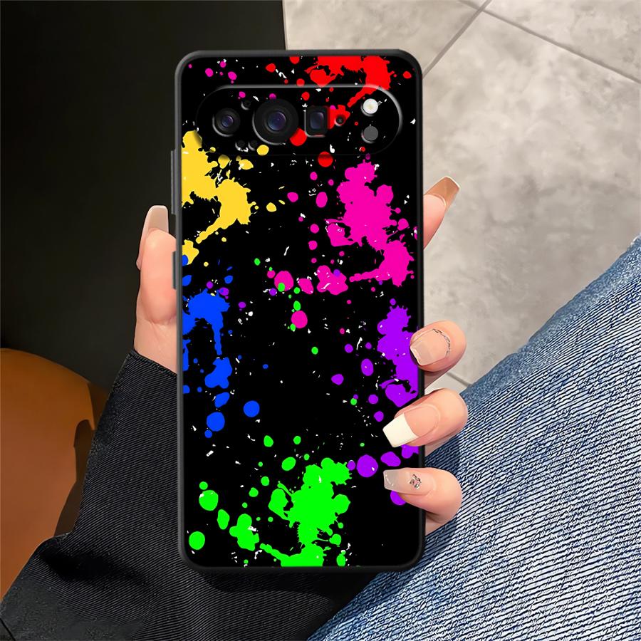 レインボーペイントスプラッターファンダ電話カバーケース Go - Phone Cases Google Pixel 9A のレビューと価格