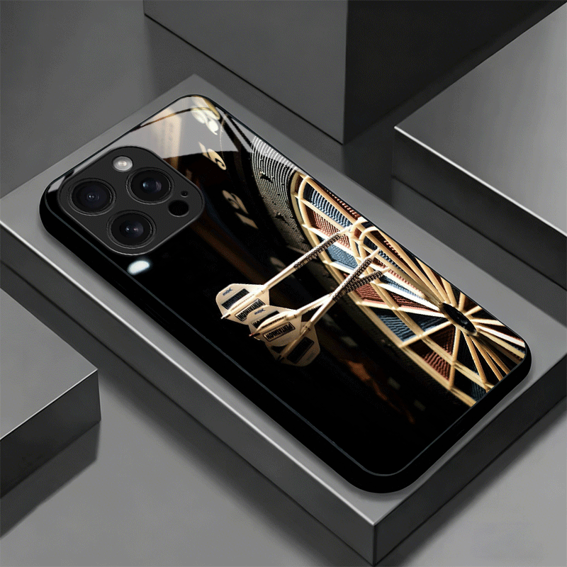 ダーツ柄の美しいワイヤーターゲット強化ガラス製iPhoneケ - Phone Cases Target のレビューと価格