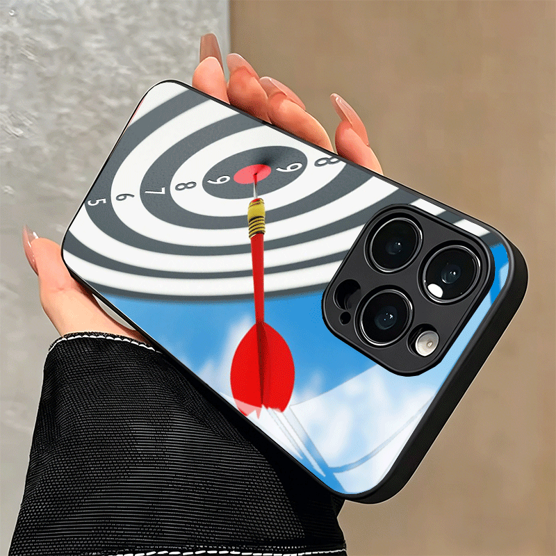 ダーツ柄の美しいワイヤーターゲット強化ガラス製iPhoneケ - Phone Cases Target のレビューと価格