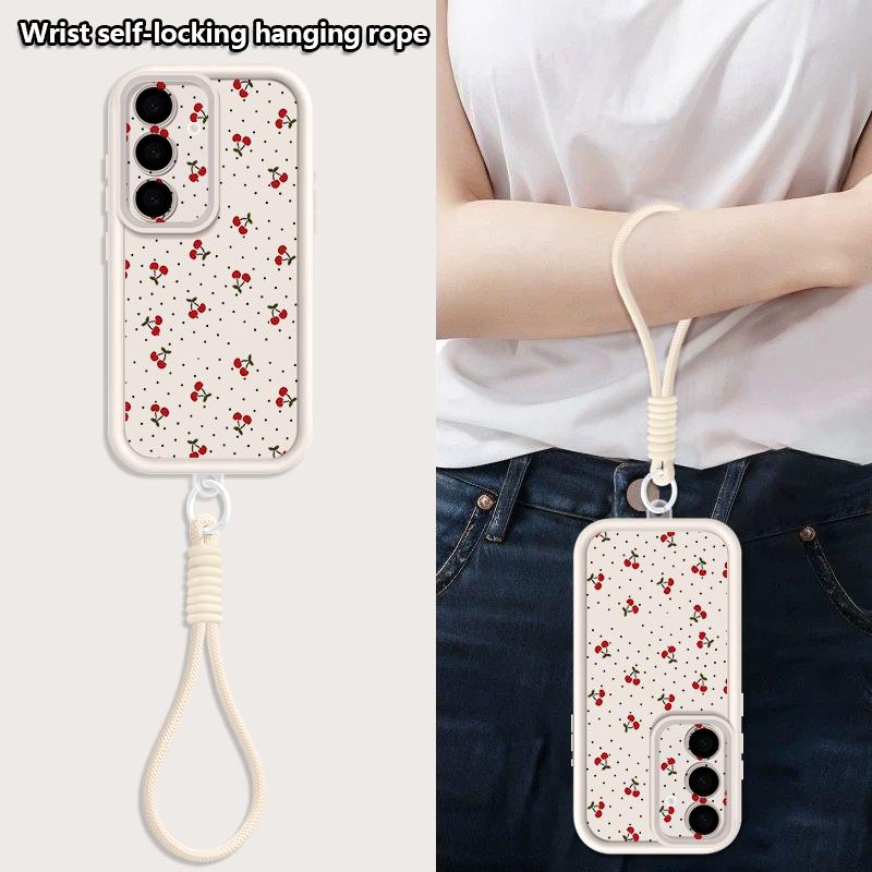 小さなチェリーパターンのランヤード付きスマホケース Sams - Phone Cases With Loop のレビューと価格