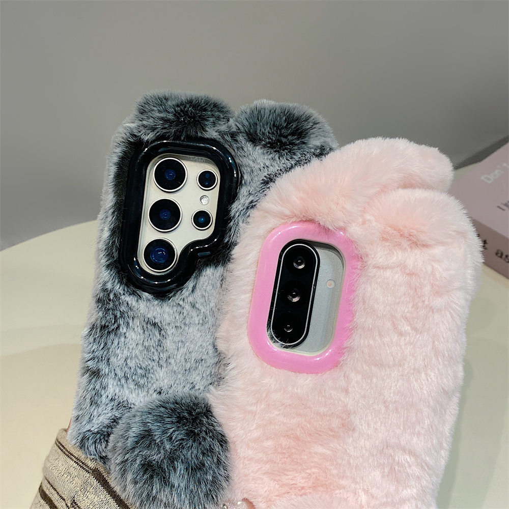 かわいいウサギ耳ふわふわスタンド付きスマホケース Samsu - Phone Cases Samsung S24 のレビューと価格