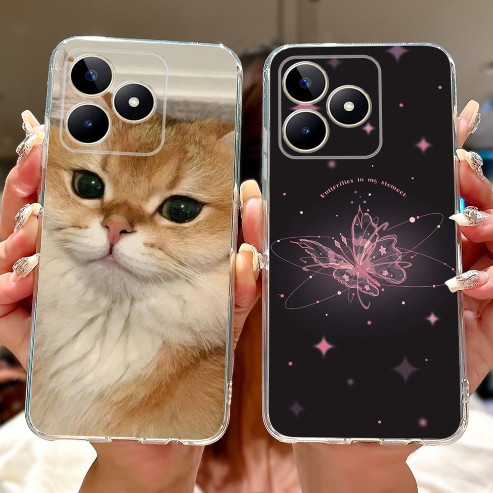 Realme-かわいい猫,花,蝶,男の子と女の子のための透明 - Phone Cases Rimowa のレビューと価格